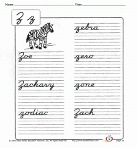 Cursive Z | Cursive Writing Worksheet - TeacherVision